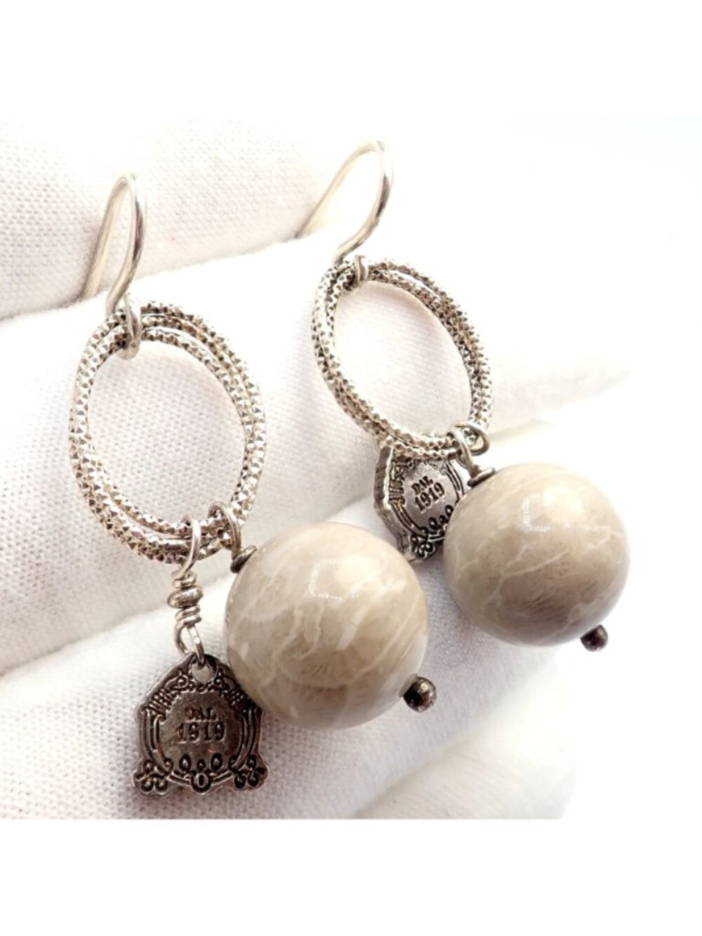 Rare! Mario Buccellati Free Time Silver Oval River Stone Earrings - Picture 4 of 8